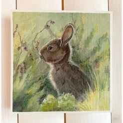 Best Holzbild, Hase auf grüner Wiese, zum Aufhängen oder Aufstellen; Ostern Osterdeko
