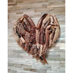 Hochzeitsdeko|Nordblume Holzherz XL- Wandschmuck, Wanddeko aus Holz - Wandbild mit Schwemmholz für innen und außen.