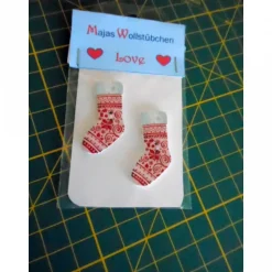 Knöpfe|Majas Wollstübchen Holzknopf Weihnachtssocke rosa 1 Stk.