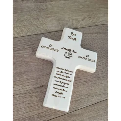 Holzkreuz aus Ahorn Taufkreuz, Kommunion, Konfirmation mit individueller Gravur, personalisierbar, Taufspruch, Schaaf Geschenke
