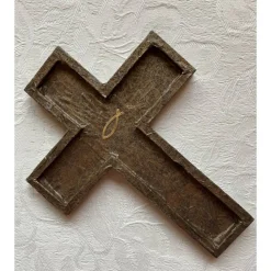 Outlet Holzkreuz mit Decopatch-Verzierung, Verziertes Kreuz für Kommunion und Konfirmation, Tisch- oder Wanddekoration Dekoration