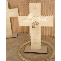 Geschenke|4Dahoim Holzkreuz mit Namen für Erstkommunion