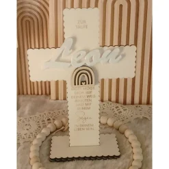 Geschenke|4Dahoim Holzkreuz mit Namen für Erstkommunion