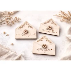 Holz-Kuvert als Geldgeschenkverpackung – gravierte Geschenkverpackung aus Holz Geschenkverpackungen