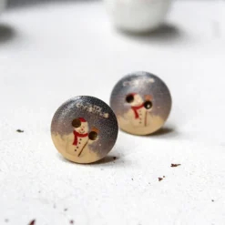 Hot Holzohrstecker Schneemann • Ohrringe | Ohrschmuck | Weihnachten Weihnachtsaccessoires