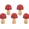 Bastelzubehör|AmOlenDiek Holzpilze Glitter Rot - 5er-Set funkelnde Mini-Dekopilze