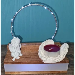 Sale Holzpodest mit Klötzchen aus satinierten Acryl und Lichterkette - personalisierbar individuell Gedenksteine