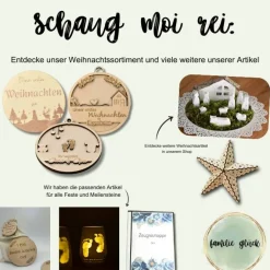 Weihnachtsaccessoires|Familie Glück Holzscheibe personalisiert Unser erstes Weihnachten Christbaumschmuck aus Holz Baby gravierte Meilensteinkarte aus Linde