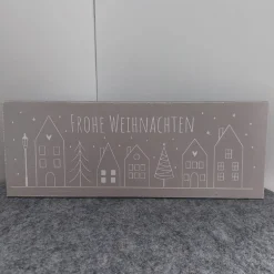 Holzschild "Frohe Weihnachten" Häuser Weihnachtsdeko