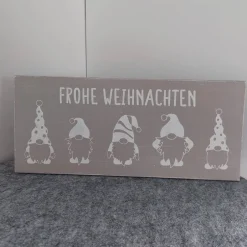 Clearance Holzschild "Frohe Weihnachten" Wichtel Weihnachtsdeko