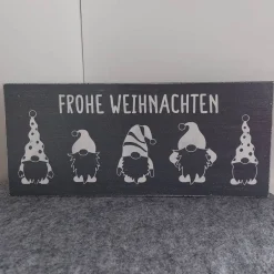 Clearance Holzschild "Frohe Weihnachten" Wichtel Weihnachtsdeko