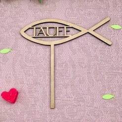 Dekoration|Pergifto Holzschild Kommunion - Taufe - Firmung -  Blumenstecker Deko Christlicher Fisch Kommunionsfeier - Tauffeier