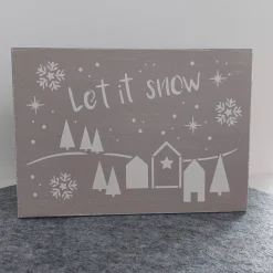 Online Holzschild "Let it snow" Weihnachtsdeko
