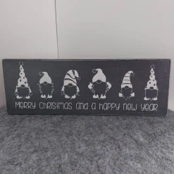 Holzschild "Merry christmas" Wichtel Weihnachtsdeko
