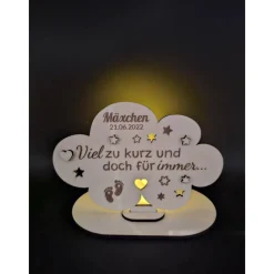 Online Holzschild mit persönlicher Gravur - Wolke - als Andenken an Dein Sternenkind, geliebte Person, Trauerlicht, Mutmacher