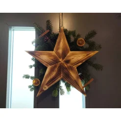 Sale Holzstern in 3D-Optik, geflammt / Stern aus Holz Weihnachtsdeko