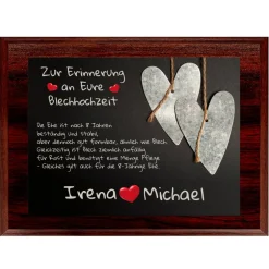 Hochzeitsgeschenke|geschenke364 Holztafel Blechhochzeit mit Namen 8 Hochzeitstag