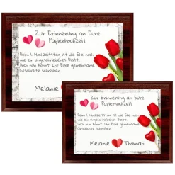 Hochzeitsgeschenke|geschenke364 Holztafel Papierhochzeit mit Namen 1 Jahr