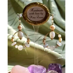 Sale HOOP-Ohrringe CHALCEDON, echt MONDSTEIN + PERLE Geburtsstein JUNI, Sternzeichen ZWILLINGE, KREBS, SCHÜTZE, Braut-Schmuck Brautschmuck