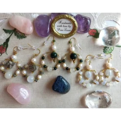 Sale HOOP-Ohrringe CHALCEDON, echt MONDSTEIN + PERLE Geburtsstein JUNI, Sternzeichen ZWILLINGE, KREBS, SCHÜTZE, Braut-Schmuck Brautschmuck