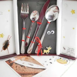 Deko Halloween|Seelenfeuer Horror Besteck, Halloween Dinner Gäste, Spinne, Fliege, ein witziger Gesprächsstoff am Tisch, 4-tlg. in Geschenkverpackung
