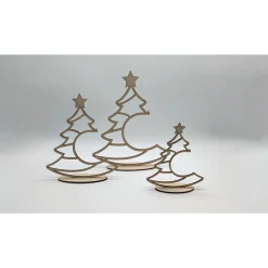 Online Individuell dekorierbares Tannenbaum-Set aus Balsa-Holz (3 Größen) mit Kugel-Aussparung Weihnachtsdeko