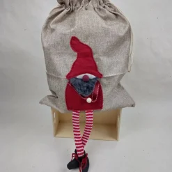 New Jute-Geschenkbeutel mit Weihnachtswichtel – 30 cm x 40 cm - Geschenkverpackung Geschenkverpackungen