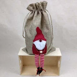 Best Jute-Geschenkbeutel mit Weihnachtswichtel – 20cm x 30 cm - Geschenkverpackung Geschenkverpackungen
