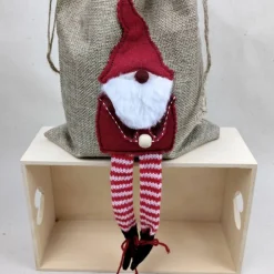Best Jute-Geschenkbeutel mit Weihnachtswichtel – 20cm x 30 cm - Geschenkverpackung Geschenkverpackungen