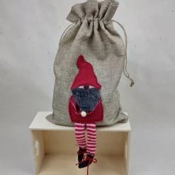 Best Jute-Geschenkbeutel mit Weihnachtswichtel – 20cm x 30 cm - Geschenkverpackung Geschenkverpackungen