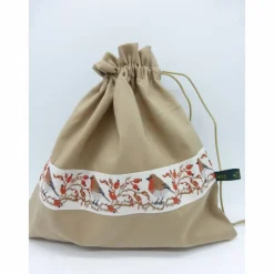Säckchen & Beutel|hessmade Jutesäckchen Rotkehlchen im Hagebutten-Strauch, Geschenksäckchen