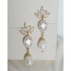 18K Hochzeitschmuck Gold,Braut Ohrringe,Vergoldete Ohrringe,Kristall Ohrringe Brautschmuck