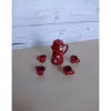 Wichtelzauber|SaBienchenshop Kaffeeservice Miniatur rot 5-tlg. – Metall-Deko für Puppenhaus, Wichteltür & Basteln