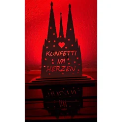 Deko|ps-lasergeschenke Karneval Kölner Dom Holz Aufsteller – 2 Varianten, Pappelholz, Lasergravur oder Lasercut