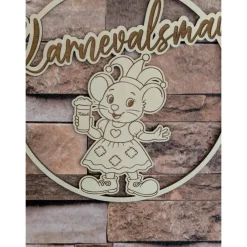 Discount Karnevalsmaus   Türkranz / Wanddeko – Loop handgefertigt aus Holz, 20cm Durchmesser für Karnevalsjeck, Karneval Accessoires