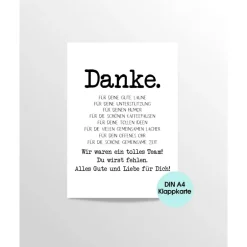 Danksagungskarten|Windstill & Wolkenfrei Karte Abschied Kollege Kollegin Verabschiedung Ruhestand Rente DIN A4