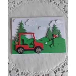 Discount Karte Golfer, Golfplatzszene mit Golfmobil Glückwunschkarten