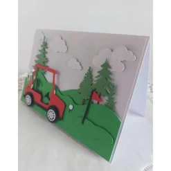 Discount Karte Golfer, Golfplatzszene mit Golfmobil Glückwunschkarten