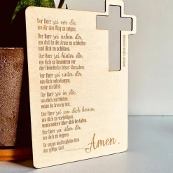 Glückwunschkarten|Heerings Craft Cottage Karte Holz mit Segenswunsch zur Konfirmation, Kommunion, Firmung, Lasergravur, Kreuz