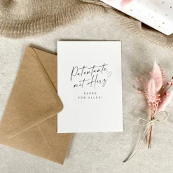 Best Karte NIKA Patentante mit Herz optional mit Briefumschlag Geschenke