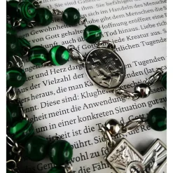 Best katholischer Rosenkranz, Malachitperlen und Edelstahl Rosenkränze