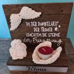 Online Keraflottfiguren Flügel Teelichthalter groß in weiß oder schwarz - Pastelltöne möglich Gedenksteine