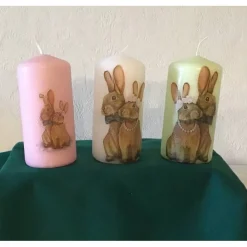Kerze 11 cm weiß einzigartig  Geschenk  upcycling  Unikat - OSTERPAAR Osterkerzen