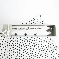 Online Kerzen Set zur Kommunion oder Konfirmation | Spruch | Alles Gute | Geschenk | Tischdeko | inklusive Verpackung Kommunionkerzen