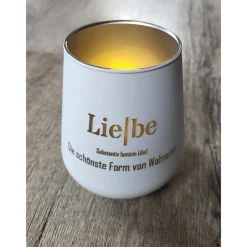 New Kerzenglas / Windlicht / Liebe / Die schönste Form von Wahnsinn / Weiss Hochzeitskerzen