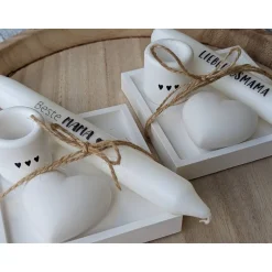 Geschenke Für Frauen|kunterbunte Stoffkiste Kerzenschale mit Kerzenständer, Kerze und Herz, Muttertag, Geschenk