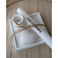 Geschenke Für Frauen|kunterbunte Stoffkiste Kerzenschale mit Kerzenständer, Kerze und Herz, Muttertag, Geschenk