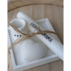 Geschenke Für Frauen|kunterbunte Stoffkiste Kerzenschale mit Kerzenständer, Kerze und Herz, Muttertag, Geschenk