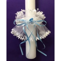 Taufkerzen|Babyprince Kerzenschmuck Tropfschutz Kerzenrock Tüll