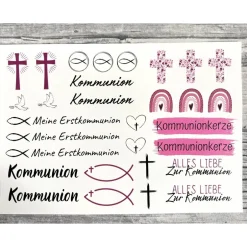 Best Kerzentattoo KOMMUNION 3.0, A5, Wasserschiebefolie, Kerzenfolie, Kerzensticker, Kerzen beschriften, Erstkommunion Kommunionkerzen